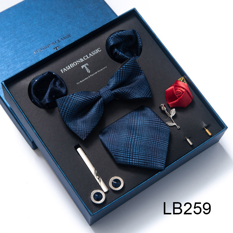 Gravata masculina lenço quadrado conjunto de caixa de presente de 8 peças namorado gravata presente transfronteiriça venda quente_voghion.com