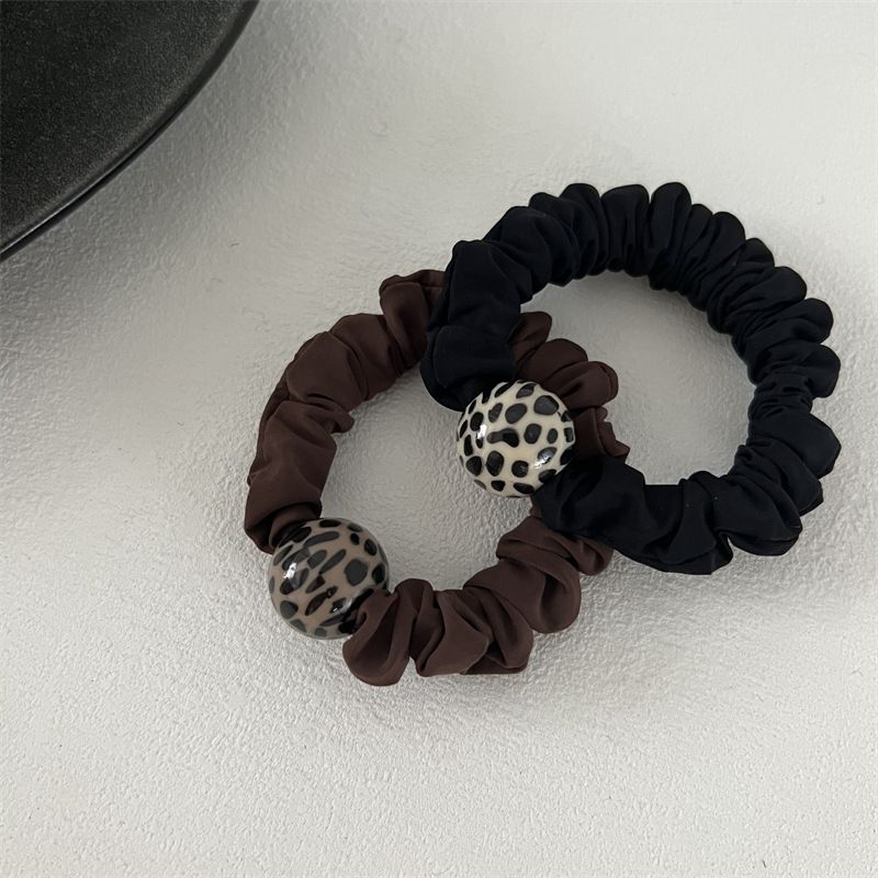 Elegante corda per capelli leopardata, perline rotonde quadrate, fascia per capelli, cyber popolare, nuovo, elastico, resistente, accessori per capelli_voghion.com