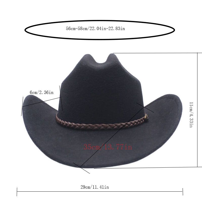 Cappello da jazz classico da gentiluomo Cappello a cilindro Cappello in feltro di lana con forma del viso decorata per uomo e donna_voghion.com