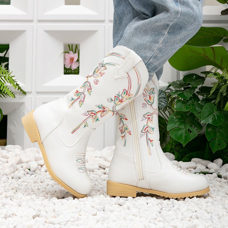 Prinzessin Herbst Winter Neue Kleine Mädchen Fleece-Gefüttert Warme Lange Kinder Bestickte Westernstiefel_voghion.com