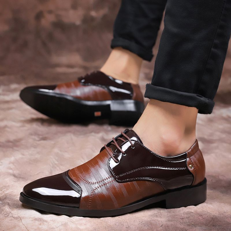 Zapatos de cuero puntiagudos de negocios para hombres de alta calidad, zapatos formales_voghion.com