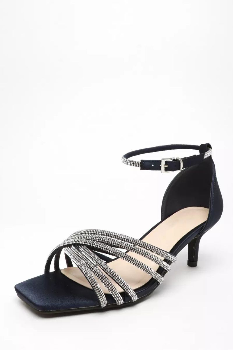 Fashion diamond strap sandals small short heels open toe small square head high heels sandals_voghion.com