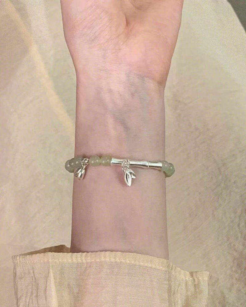 Nouveau bracelet chinois en argent cassé avec perles bleu-gris pour femmes Instagram, petit luxe, cadeaux exquis et polyvalents_voghion.com