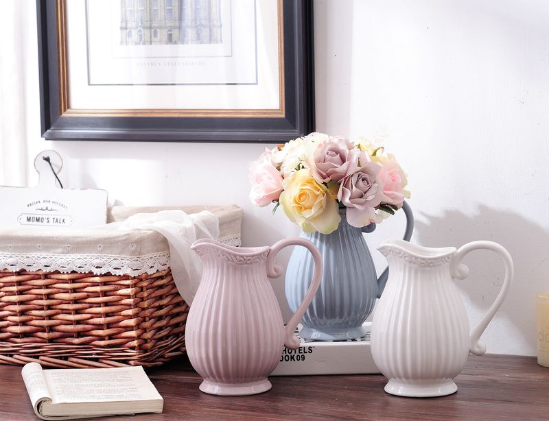 Elegant White Ceramic Flower Vase With Water Reservoir - Modern Minimalist Design For Home & Florist Wholesale (White, Blue, Gray, Pink)_voghion.com