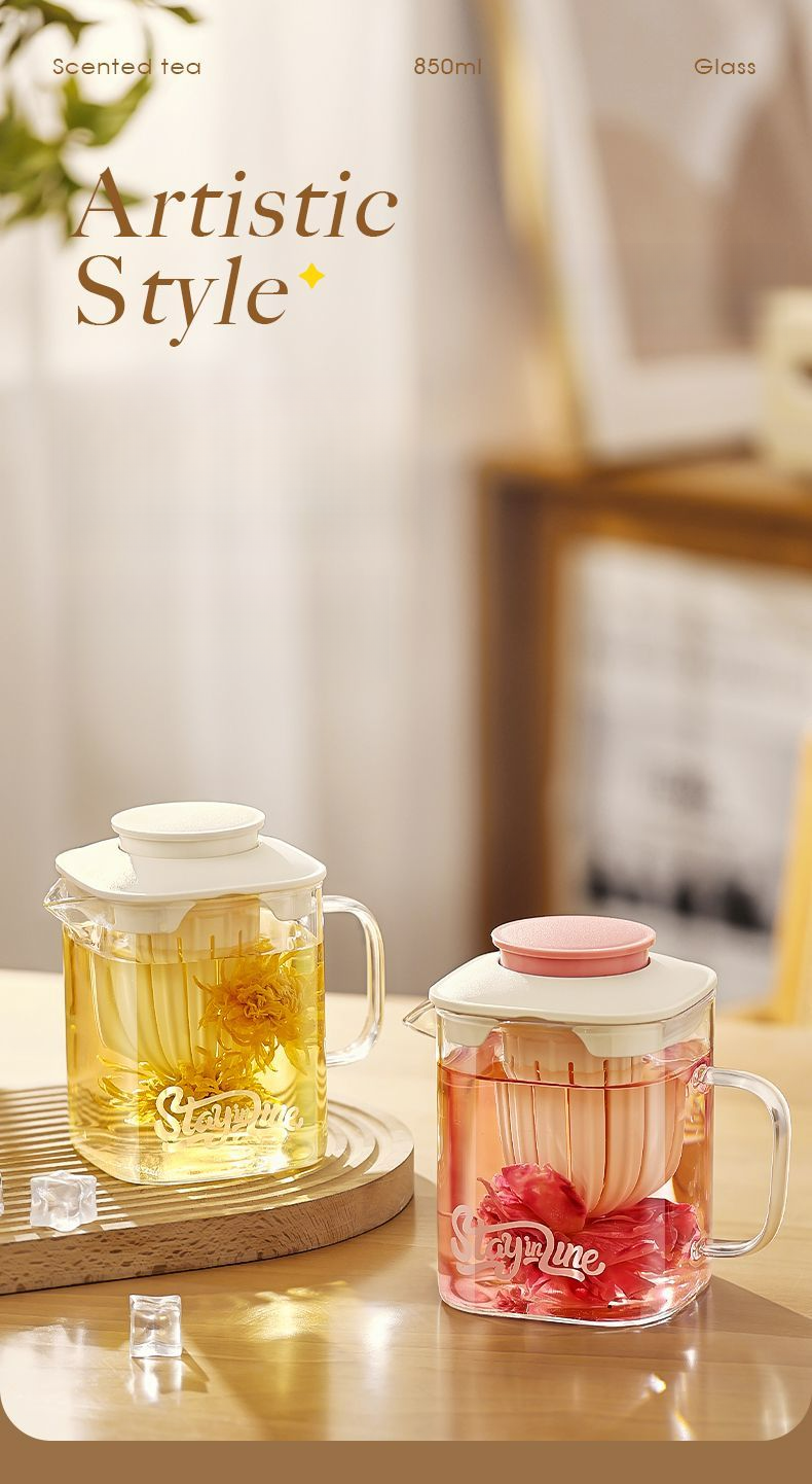 Vaso de vidrio Xilekou para uso doméstico y de oficina, con separación de agua, alto contenido de borosilicato, gran capacidad, apto para preparar té de hierbas._voghion.com