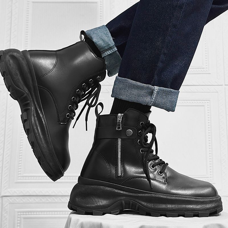 Stivali Martin da uomo in pelle stile britannico, caldi e caldi, con suola spessa, autunno inverno 2025, nuovi stivali da neve_voghion.com