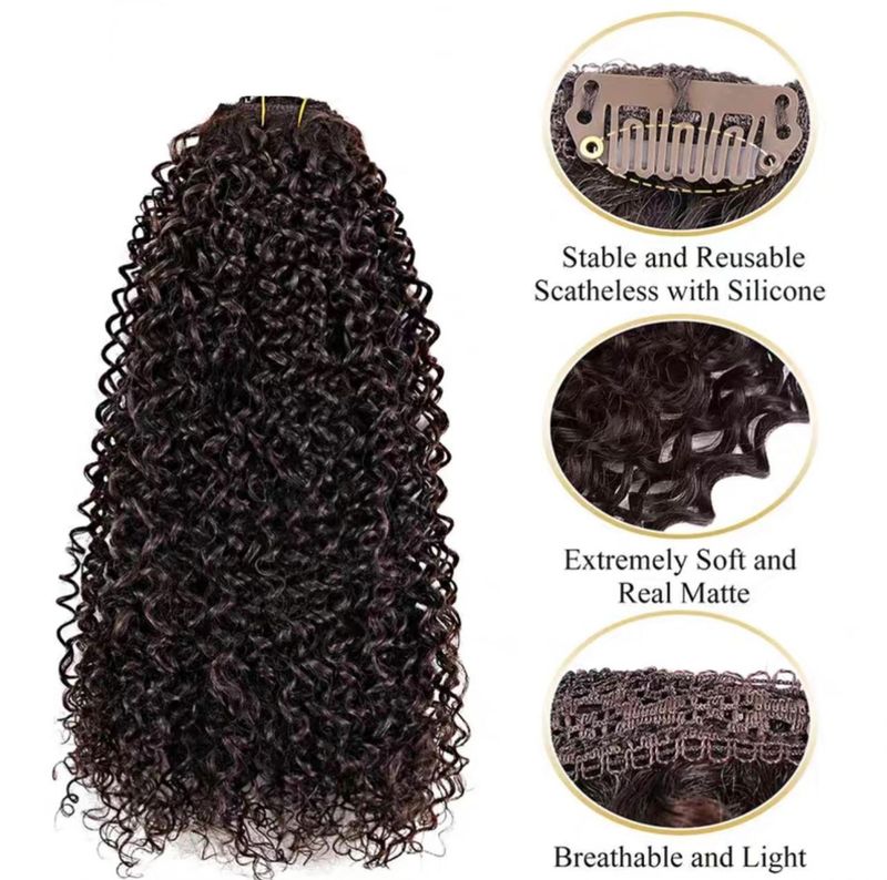 Hair Extensions Wigs Long Curly Hair 6 Piece Set Clip Hair Extensions Kinky Curl Fluffy Afro_voghion.com