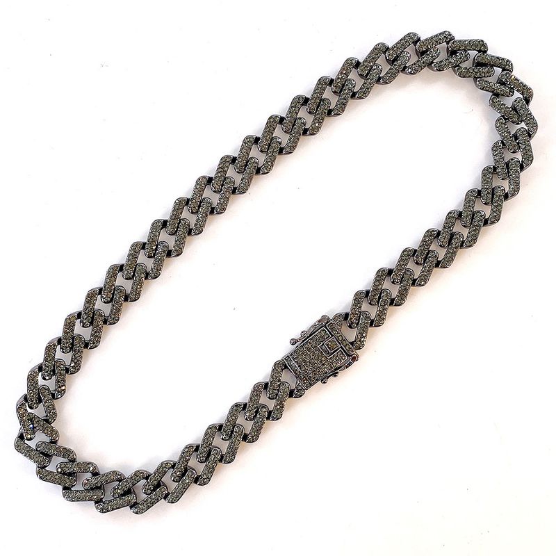 Hiphop Gun Black Miami Cuban Chain 13MM Cinza Liga Completo Diamante Colar Acessórios_voghion.com