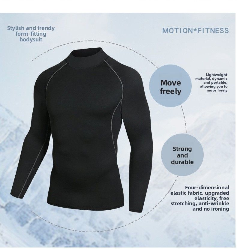 Outdoor Running Training Base Layer Thermal Underwear For Men, Fleece-Lined, Thickened, Tight-Fitting, Quick-Dry Sports_voghion.com