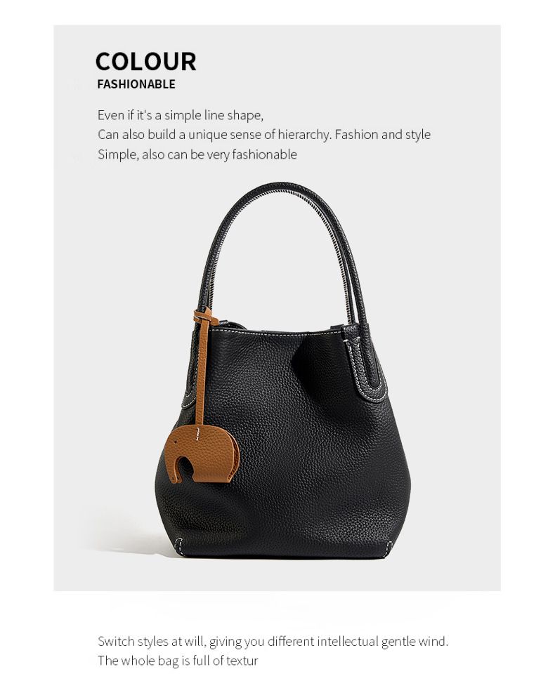 Sommermode Echtleder Eimer Tasche Nische Erste Schicht Rindsleder Retro Eine Schulter Crossbody Handheld Gemüse Korb Tasche_voghion.com