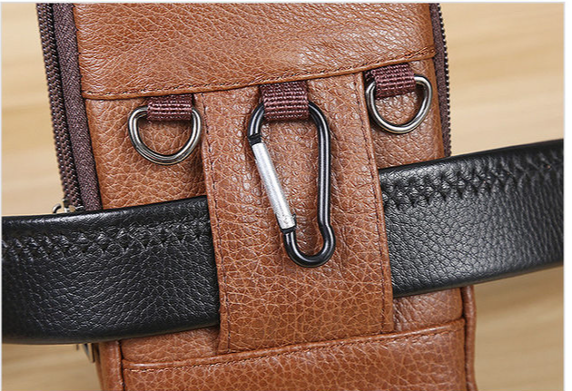 Männer Lieder Taillebeutel Grouss Kapazitéit Gürteltasch Braun Schëllertaschen Crossbody Taschen Multilayer Schnalle Handytasch Hënnertasch_voghion.com