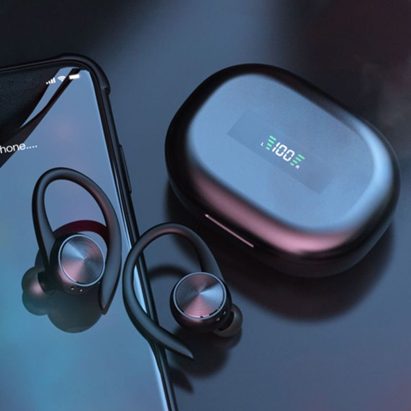 Neue TWS-Rauschunterdrückung Wireless 5.0 Bluetooth Schmerzfreie Kopfhörer Digitalanzeige Sportkopfhörer_voghion.com