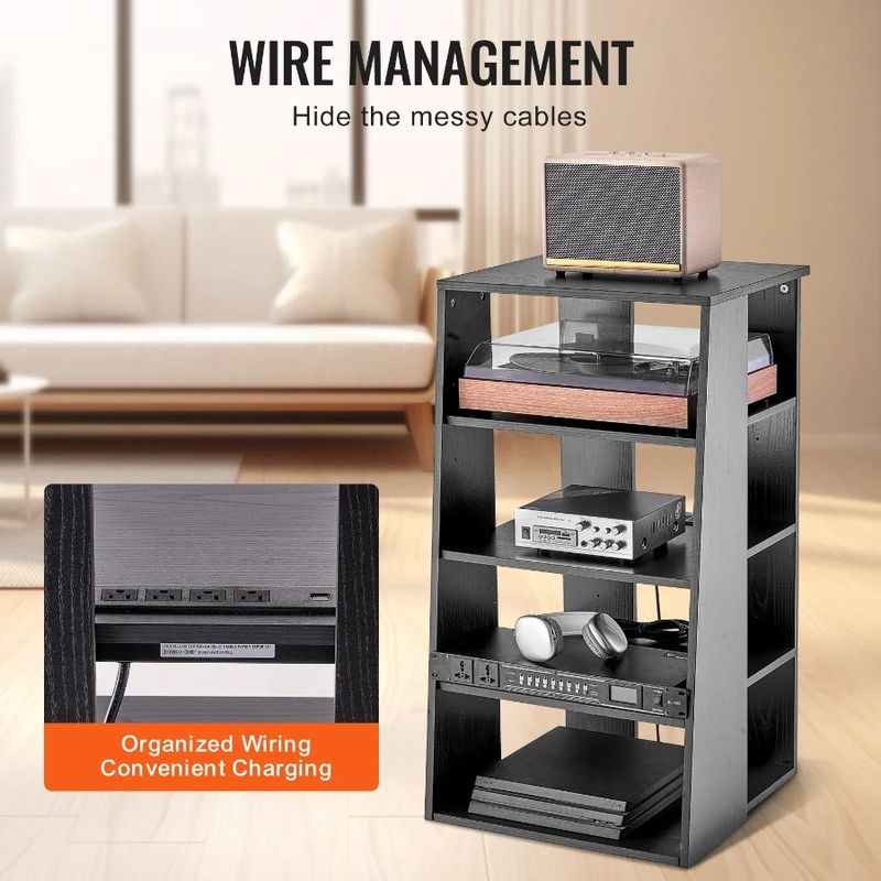 Per supporti AV, lettori multimediali, scatole, supporti di stoccaggio, supporti in legno, supporti audio-video e DVD, cavi, giochi, console regolabili in altezza, 5 livelli_voghion.com