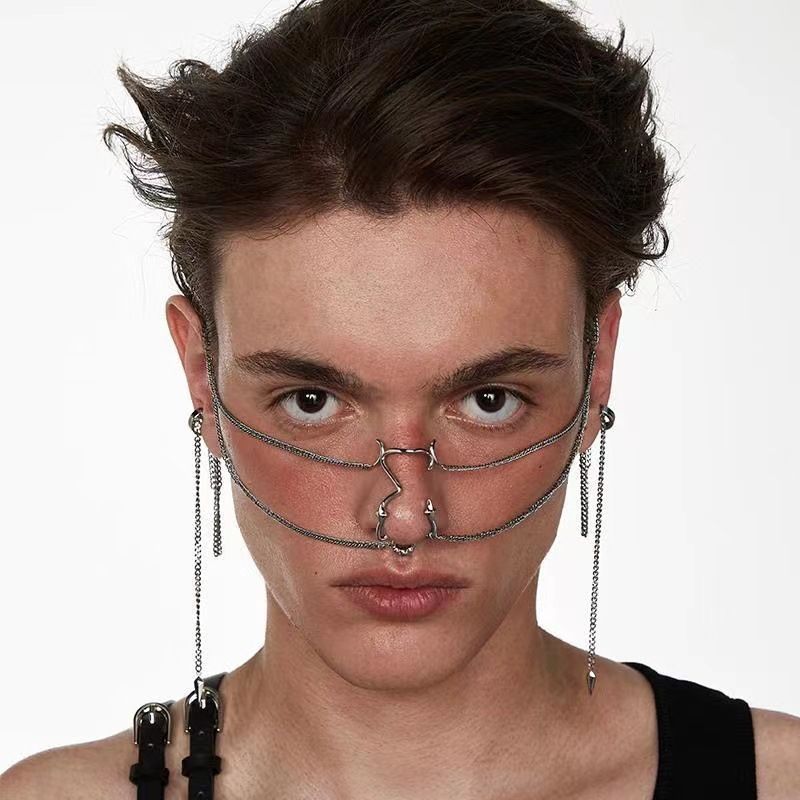 Men And Women's Jewelry Halloween Creative Personality Niche Design Star Three Dimensional Nose Decoration Face Decoration Set Punk Style_voghion.com