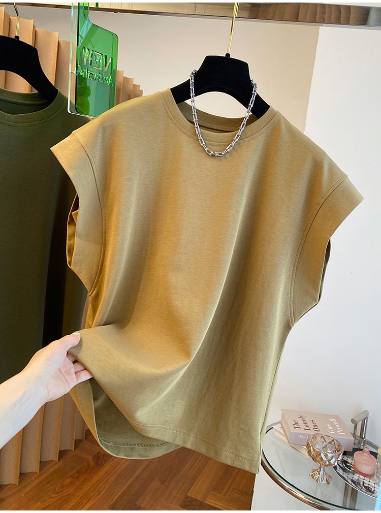 Maglietta a maniche corte da donna, con maniche a sbuffo, ampia e senza maniche, con spalle cadenti, da donna_voghion.com