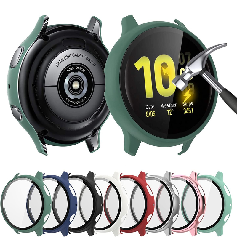 Matēts vāciņš Samsung Galaxy Watch Active 2 korpusam (44 mm, 40 mm), visaptverošs pārklājums, aizsargājoši buferi, stikla ekrāna aizsargs_voghion.com
