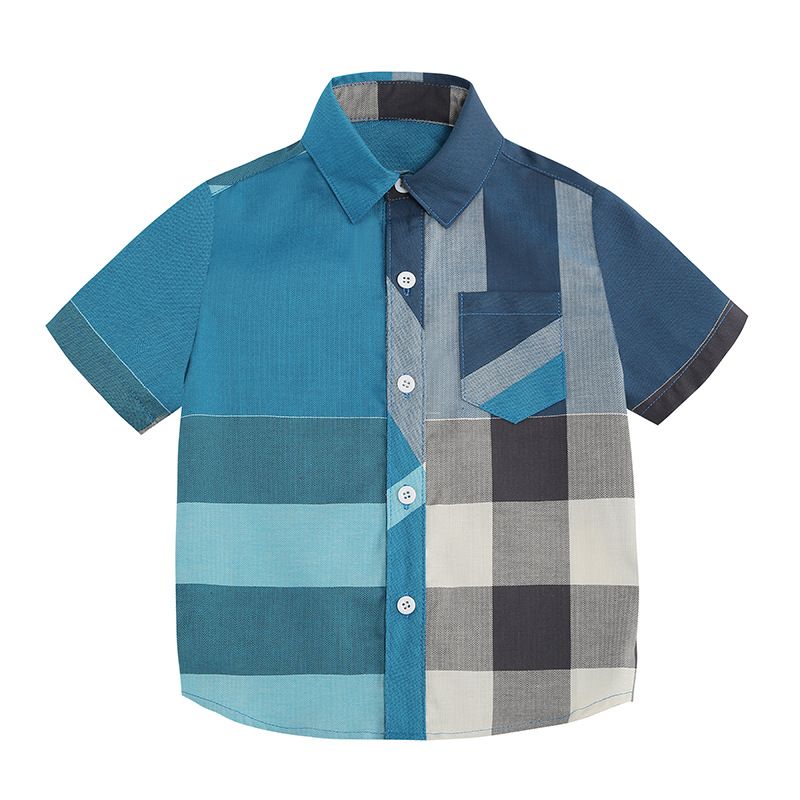 2025 Spring/Summer New Boys' Plaid With Turn-Down Collar British Style Children's Pure Cotton Shirt_voghion.com