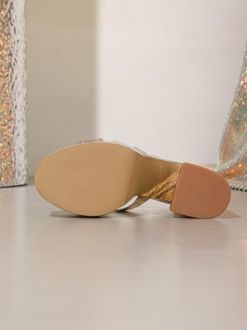 Elegante gouden sandalen met hoge hak voor dames - Sexy vierkante stiletto's met bandjes en platform (EU 35-42)_voghion.com