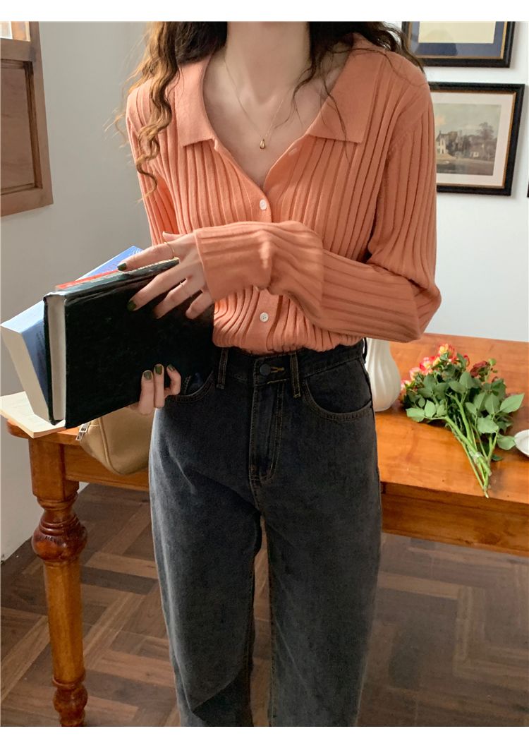 Swetry z dekoltem w serek, jesień i zima, damskie, 2025, zapinane na guziki, miękkie, modne bluzki_voghion.com