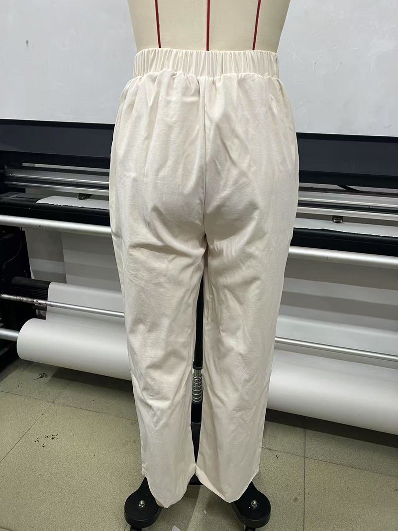 "Elegant High-Waisted Wide-Leg Trousers For Women – Soft Polyester Fabric, Comfortable Straight-Leg Design, Versatile Casual & Office Wear (Khaki,_voghion.com
