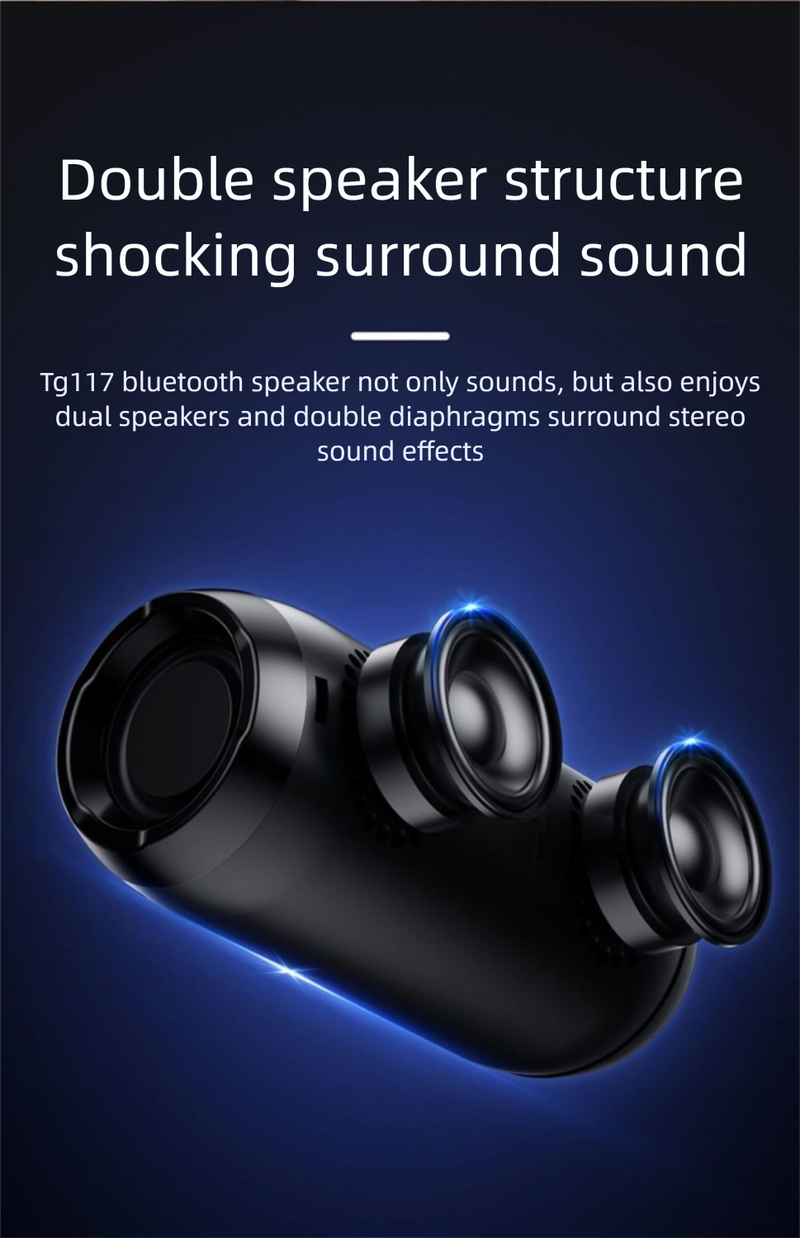 Altavoz Bluetooth inalámbrico resistente al agua y al polvo para exteriores, subwoofer de audio para coche, ranura para tarjeta de volumen, sonido de alta calidad, compacto_voghion.com