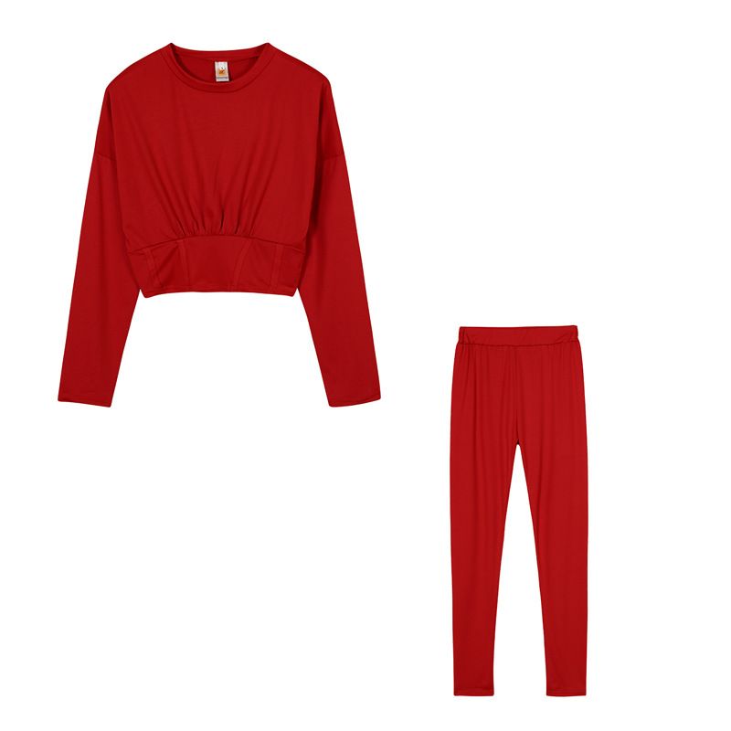 Damkostym i enfärgad midja, mode avslappnad tvådelad set_voghion.com