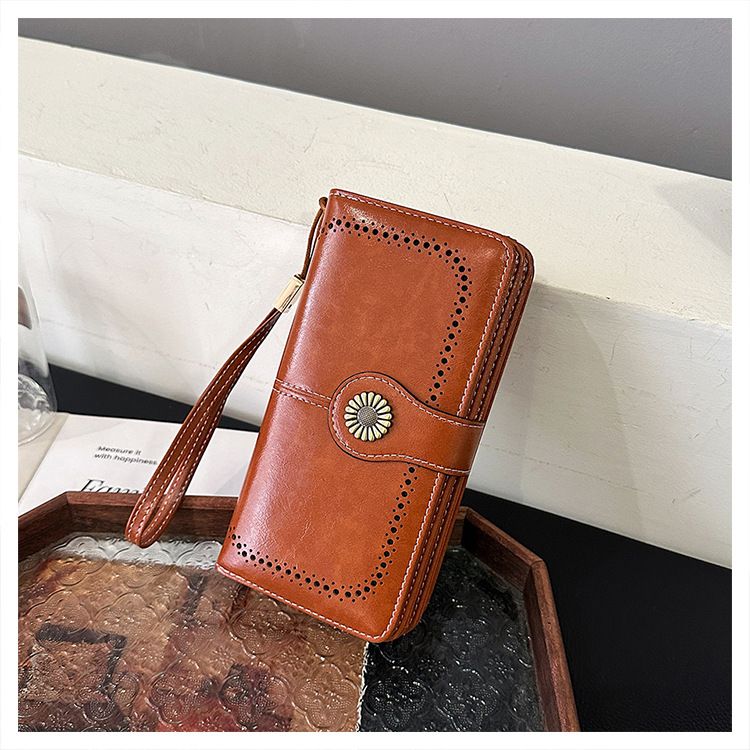 Wallet, long zippered, women's leather wallet, 2024 new high-capacity handbag_voghion.com