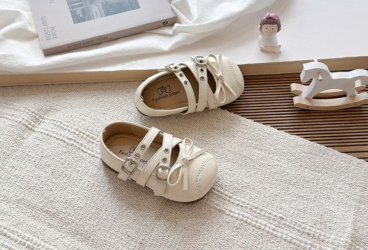 Scarpe da ballo francesi da bambina, stile Mary Jane, in pelle, con fiocco, autunno 2025, nuove e argentate_voghion.com