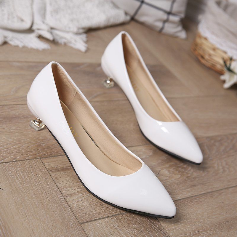 Shallow mouth pointed for women, cat sexy temperament, mid work shoes, thin heels, simple and versatile fashion women's_voghion.com