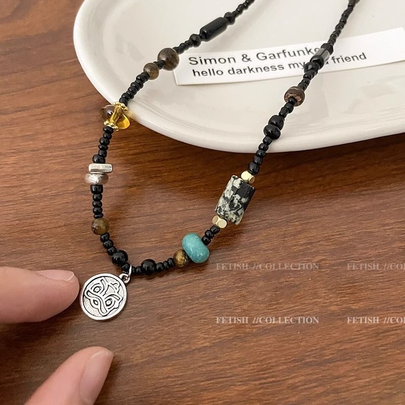 Collana con perline a forma di nuvola di buon auspicio retrò, collana leggera di lusso, design di nicchia, nuova collana con clavicola 2023 per ragazze_voghion.com