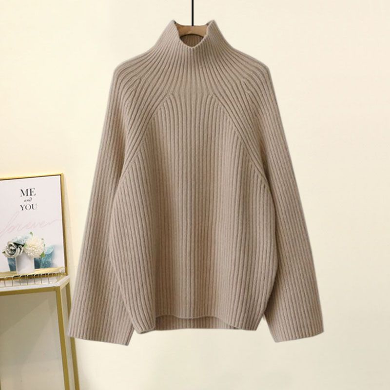 Women's Clothing Autumn And Winter Suits New Style Fashionable High Necked Lazy Style Sweater Age Reducing And Slim Wide Leg Pants Two Piece Suit_voghion.com