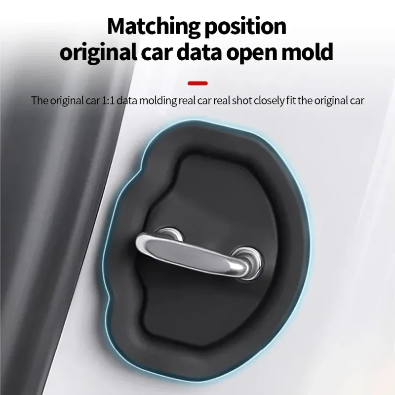4ks tlumicí polštářek s silikonovou sponou na zamykání dveří auta, ochranný kryt proti kolizi pro Tesla 3 Model Y_voghion.com