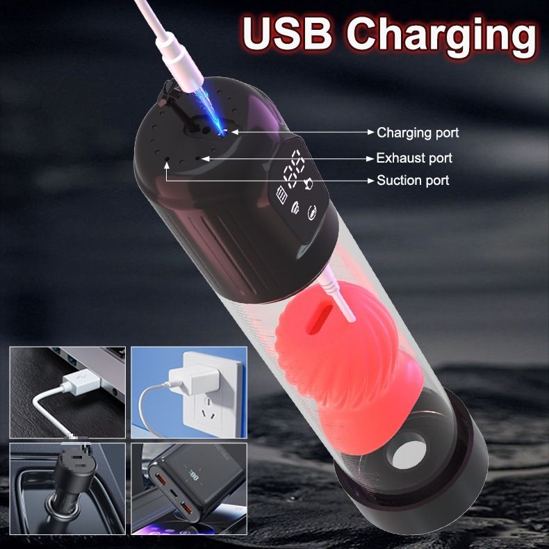 Negative Pressure Penis Pump Trainer Vibration Sucking Electric Mouth Aircraft Cup Male Masturbator Device_voghion.com
