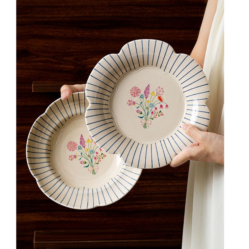 Petal Ceramic Tableware Home Dinner Plate Set Dinner Bowl_voghion.com