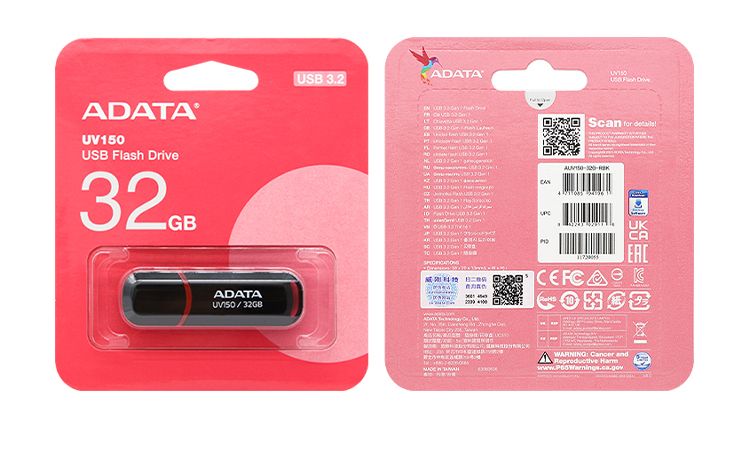 Original 3.2 ADATA UV150 Flash Drive 32GB 64GB 128GB 256GB High Speed Red Memory USB Stick Black Mini U Disk Pendrive_voghion.com