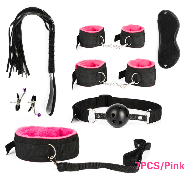 Bondage 13/15/17/26 pezzi Kit di contenimento BDSM Vibratore a proiettile Manette Frusta Bavaglio per bocca Pallina anale Plug anale Adulto_voghion.com