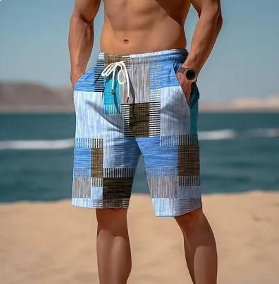 Unbeatable Quality Unbeatable Quality New Summer Breathable Hawaiian Beach Pants 3D Printed Checkered Pattern Men's Shorts_voghion.com