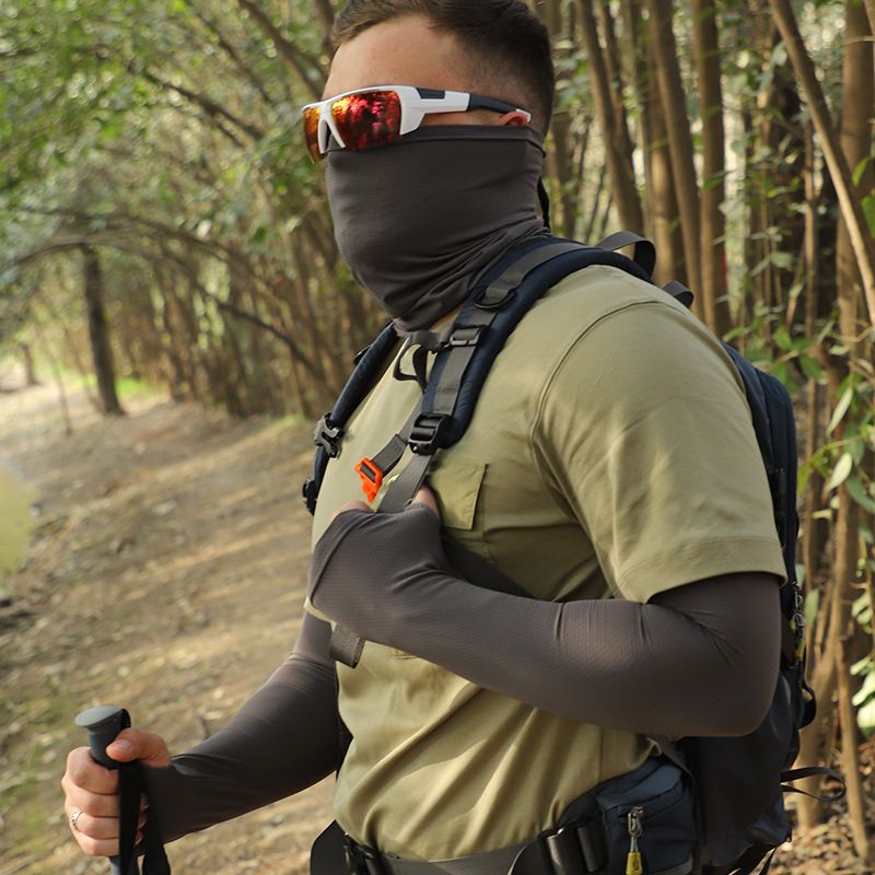 Men's Cooling Sun Mask Set - UPF 50+ Full Face Cover With Neck Protection & Arm Sleeves, Lightweight & Breathable For Cycling_voghion.com