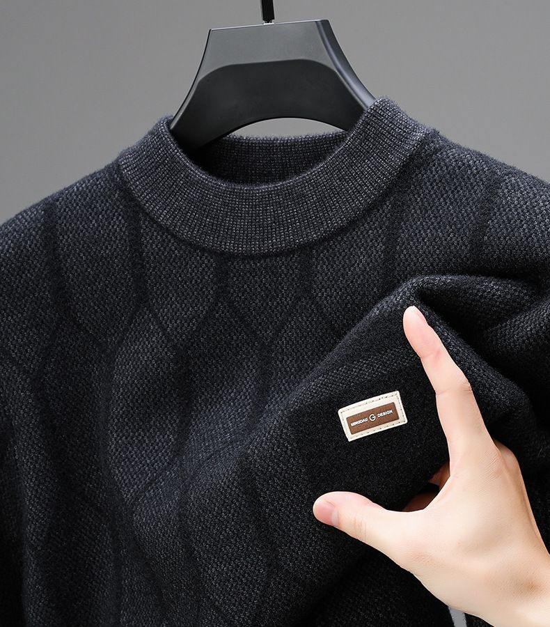 Pull épais à col roulé pour homme – Couche de base thermique en tricot extensible, coupe ajustée, pour l'hiver (beige, camel, noir)_voghion.com