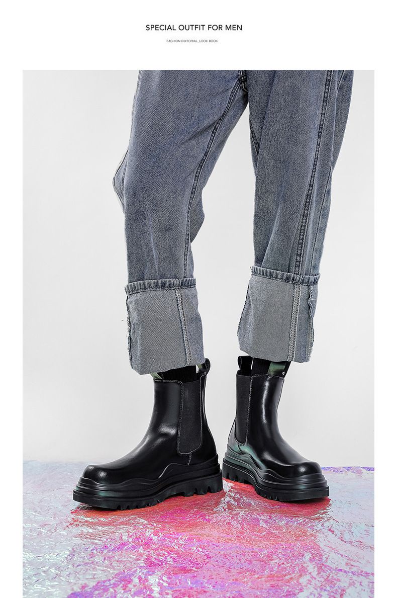 Herrenschuhe Stiefel Mid-Tube-Stiefel trendige Mode Herrenstiefel_voghion.com