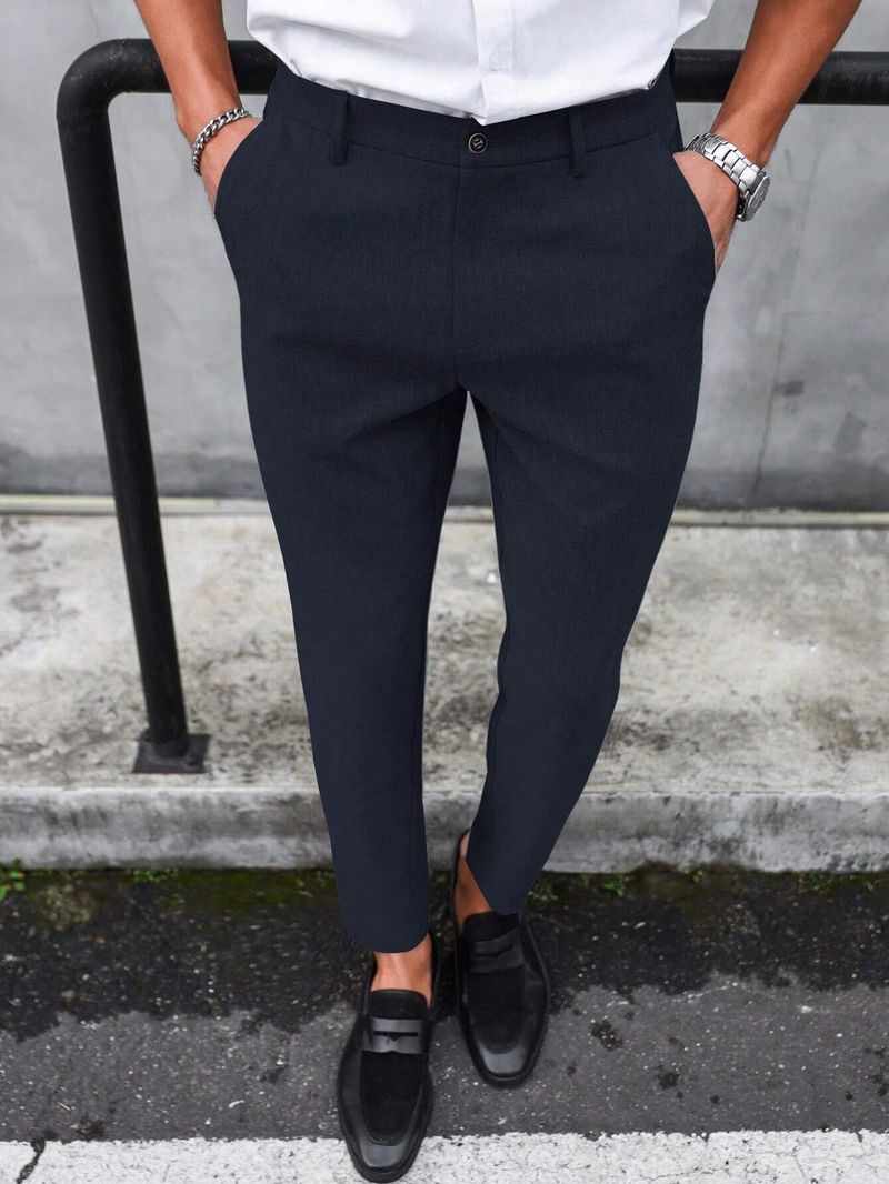 Pantaloni casual da uomo per l'autunno - Pantaloni business leggeri con vestibilità comoda e colori solidi ed eleganti_voghion.com