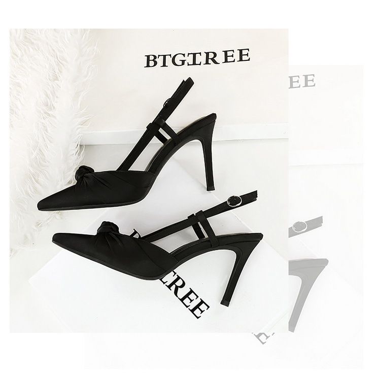 Elegant Satin Bow Pointed-Toe Stiletto Heels For Women - Chic Open Back Dress Shoes For Parties & Special Occasions (Sizes 34-40, Colors Available)_voghion.com