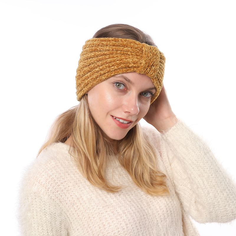 Accessori per capelli con fascia per capelli con fiocco in lana lavorata a maglia morbida, ispessita, alta elasticità e calda autunno/inverno da donna_voghion.com