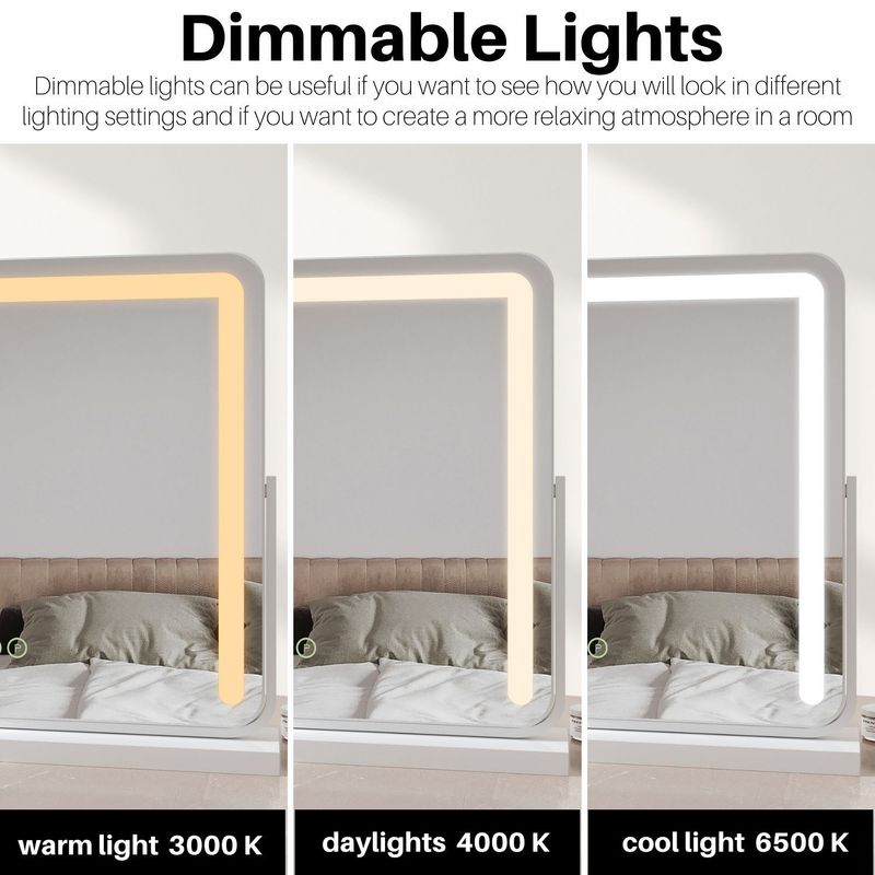 EMKE Large LED Vanity Mirror Light Dressing Table Hollywood Make Up Mirror Stand_voghion.com