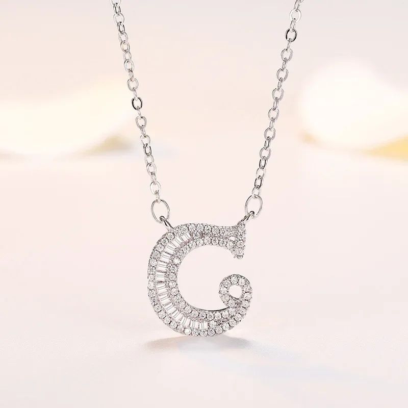 Klassiskt Sterg Sier Nytt Gnistrande A~Ö Bokstav Hänge Halsband Utsökt Ljus Charm Damsmycken Överraskningspresent_voghion.com