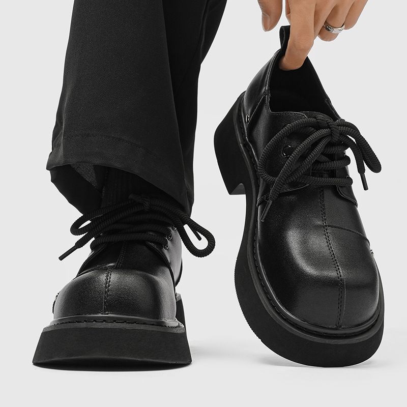 Chaussures ShoeVault Paris pour hommes de grande taille, semelle épaisse, rehausseur de hauteur, style Derby, polyvalentes, décontractées, bout carré, bout carré._voghion.com