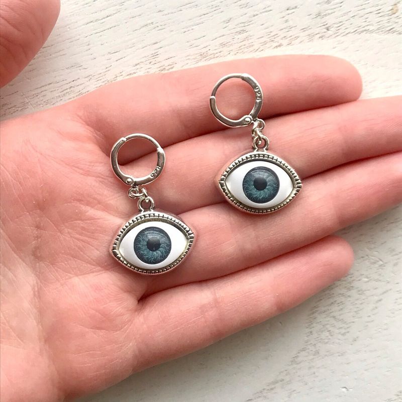 Orecchini Ganci per orecchini a forma di occhio di bambola, orecchini a forma di occhio_voghion.com