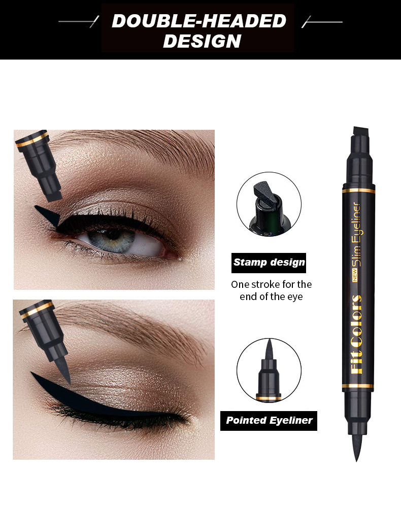 Big Seal Stamp Liquid Eyeliner Pen Waterproof Fast Dry Black Eye Liner Pencil With Eyeliner Cosmetic Double-ended Eyeliner_voghion.com