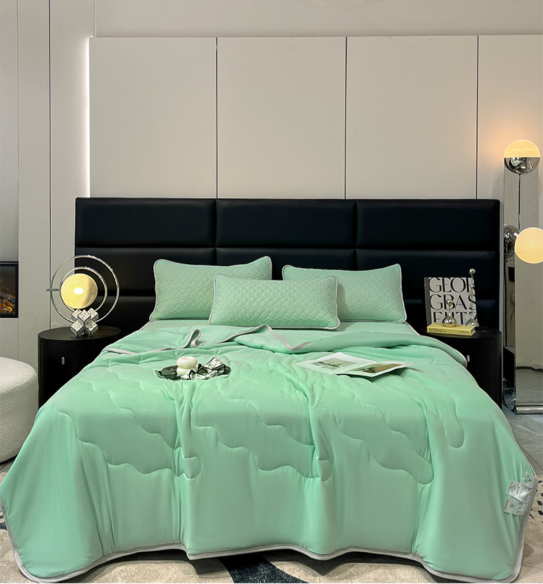 and Refreshing Latex Mat, Summer Set of Four Pieces, Ice Soft Solid Color Bed Sheet, Cool Feeling Silk Dormitory Air_voghion.com