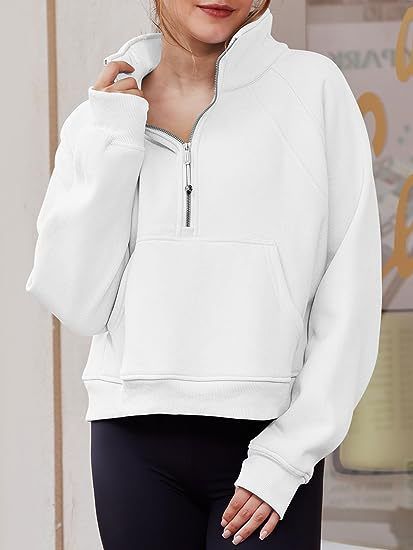 Felpa in pile con foro per il pollice, collo alto e mezza zip da donna Lulu Yoga Wear 2025_voghion.com